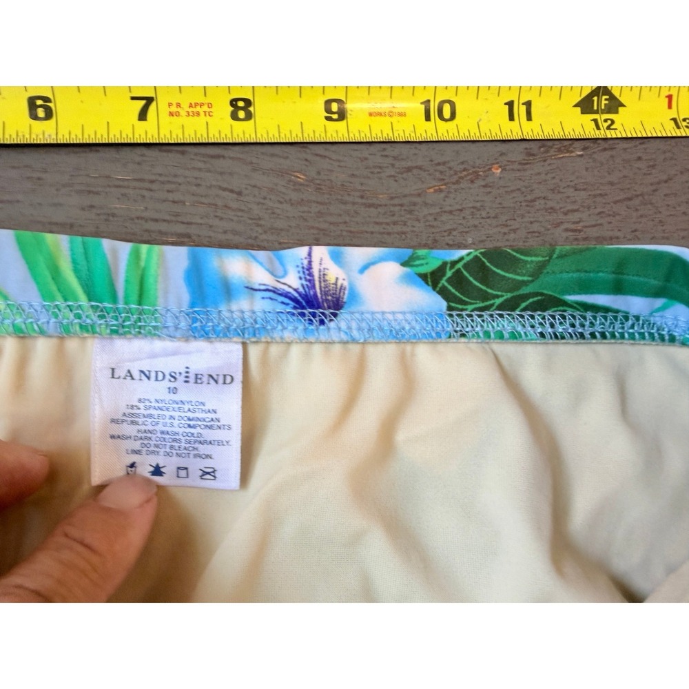Lands End Womens Blue Tropical Floral High Cut Bikini Swim Bottoms Size 10 - Picture 2 of 3